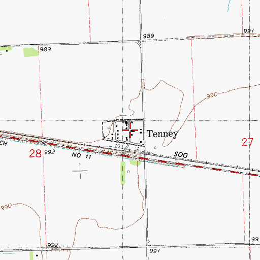 Topographic Map of Tenney Post Office (historical), MN