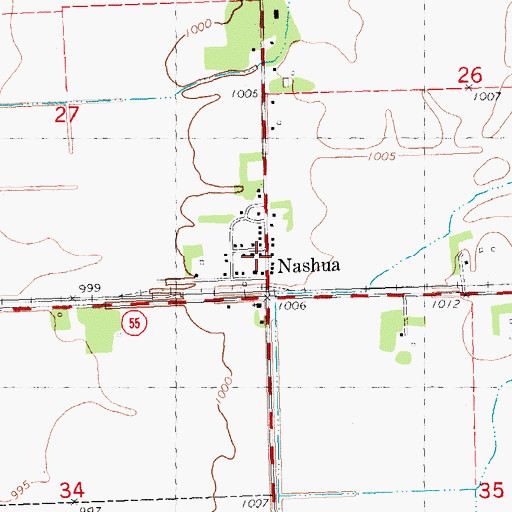 Topographic Map of Nashua Post Office (historical), MN