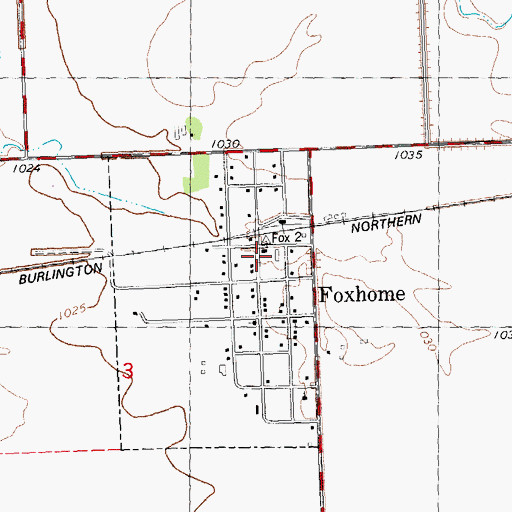 Topographic Map of Foxhome Fire Department, MN
