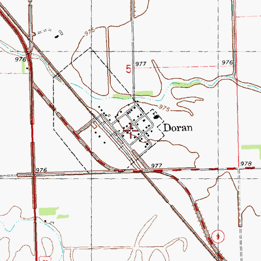 Topographic Map of Doran Post Office (historical), MN