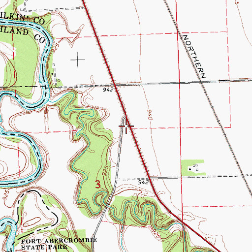Topographic Map of Fort Abercrombie Historical Marker, MN