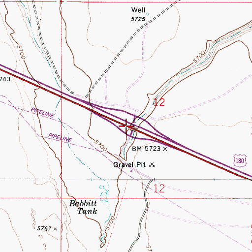 Topographic Map of Buffalo Road Interchange, AZ