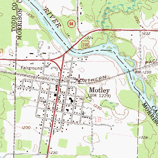 Topographic Map of Motley, MN