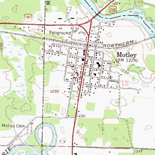 Topographic Map of Motley Fire Department, MN