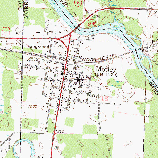 Topographic Map of Motley-Staples Middle School, MN