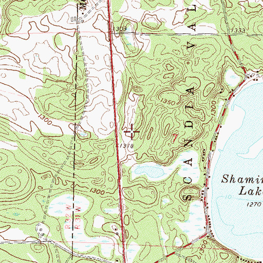 Topographic Map of Pine Ridge Golf Club, MN