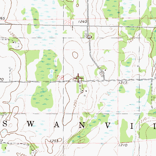 Topographic Map of East Swanville Cemetery, MN