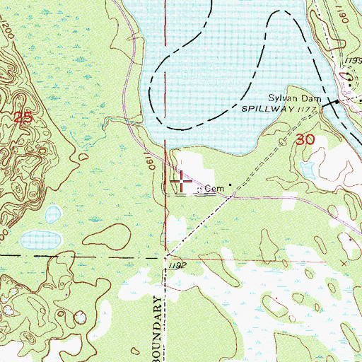 Topographic Map of Crow Wing River Cemetery, MN