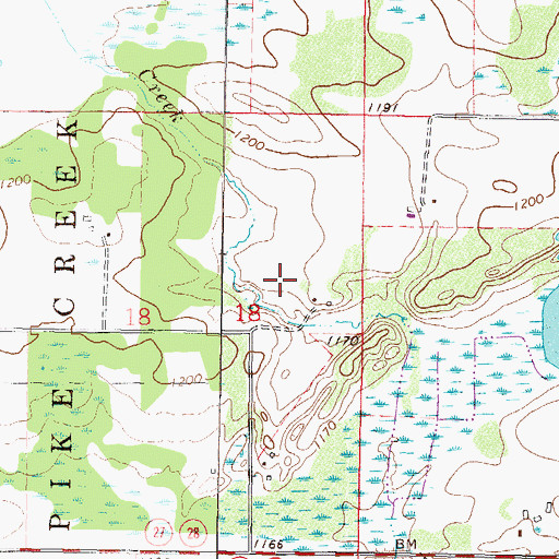 Topographic Map of Twin Lakes Cemetery, MN