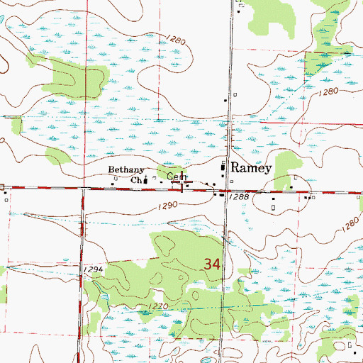 Topographic Map of Saint John's Cemetery, MN