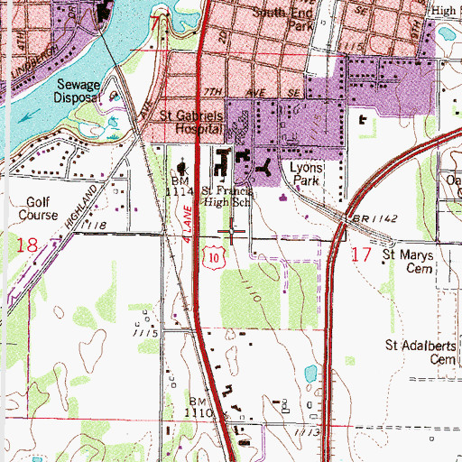 Topographic Map of Franciscan Sisters Convent Cemetery, MN