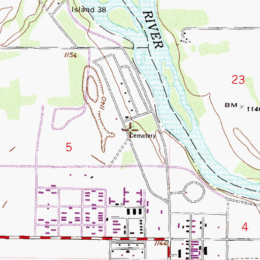 Topographic Map of Green Prairie Cemetery, MN