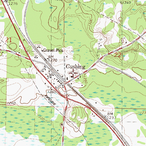 Topographic Map of Cushing Union Cemetery, MN