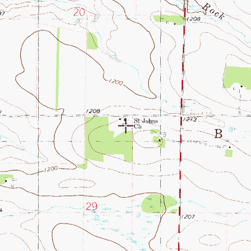 Topographic Map of Saint John's Lutheran Cemetery, MN