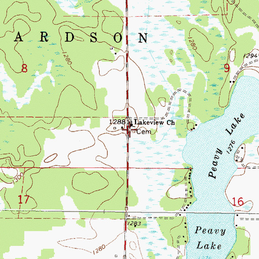 Topographic Map of Lakeview Cemetery, MN