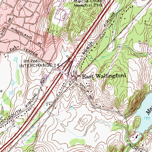 Topographic Map of East Wallingford, CT