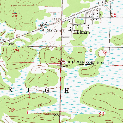 Topographic Map of Immanuel Lutheran Cemetery, MN