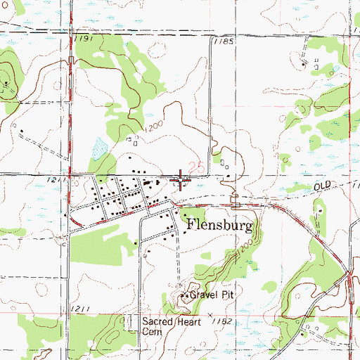 Topographic Map of Sacred Heart Cemetery East, MN