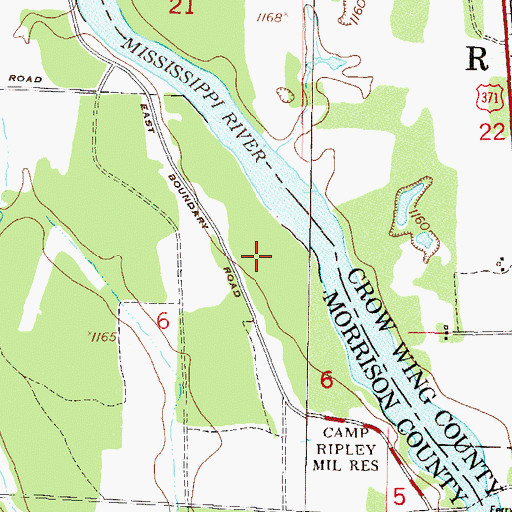 Topographic Map of Camp Ripley Mounds, MN