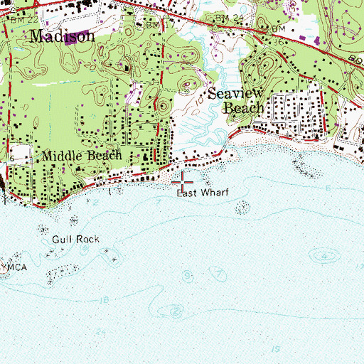 Topographic Map of East Wharf, CT