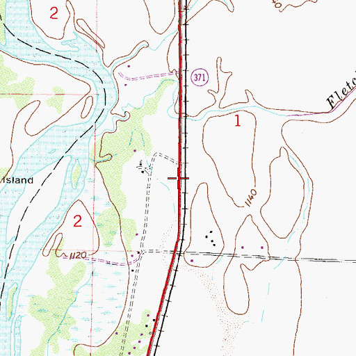 Topographic Map of Fletcher Creek Campground, MN