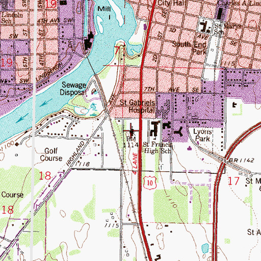 Topographic Map of First United Church, MN