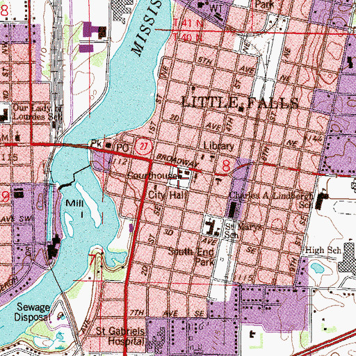 Topographic Map of Morrison County Courthouse, MN