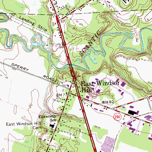 Topographic Map of East Windsor Hill, CT