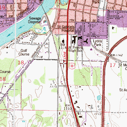 Topographic Map of Little Falls Orthopedics Center, MN