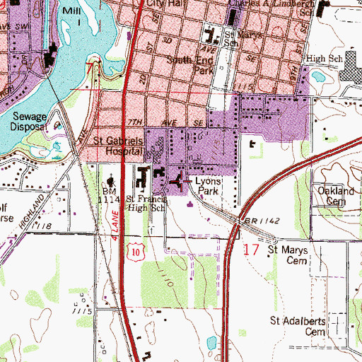 Topographic Map of Saint Otto's Care Center, MN
