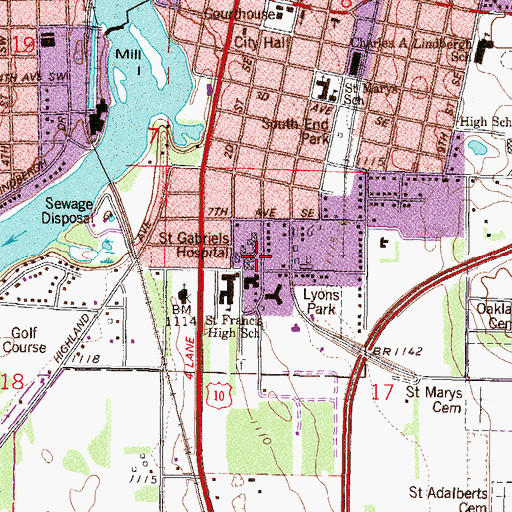 Topographic Map of Saint Cloud Ear Nose and Throat Clinic, MN