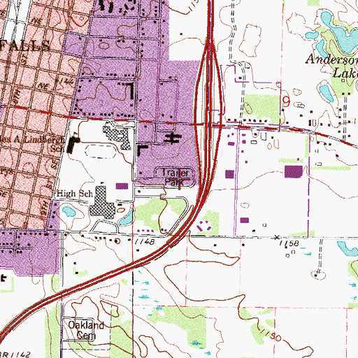 Topographic Map of Suburban Mobile Home Park, MN