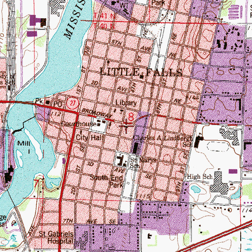 Topographic Map of First Baptist Church, MN