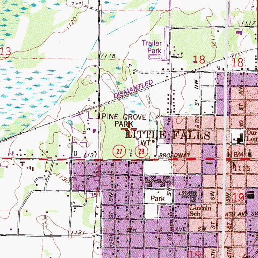 Topographic Map of Pine Grove Zoo, MN