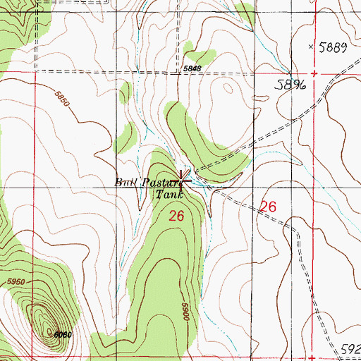 Topographic Map of Bull Pasture Tank, AZ