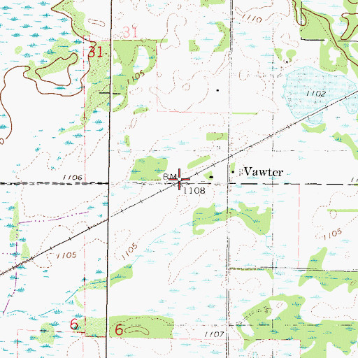 Topographic Map of Vawter Post Office (historical), MN