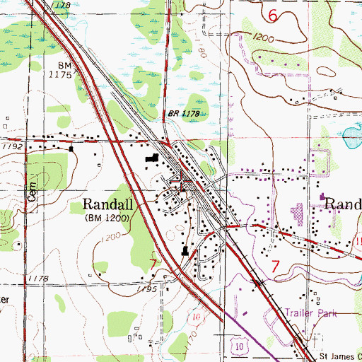 Topographic Map of Saint Peter Lutheran Church, MN