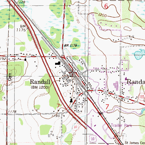 Topographic Map of Randall, MN