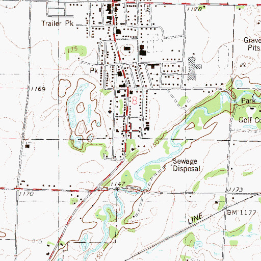 Topographic Map of Pierz Public Library, MN