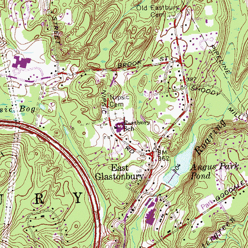 Topographic Map of Eastbury Elementary School, CT