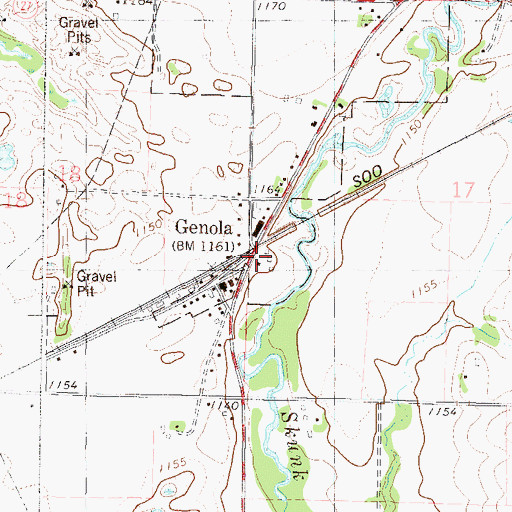 Topographic Map of Genola Campground, MN