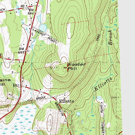 Topographic Map of Easter Hill, CT