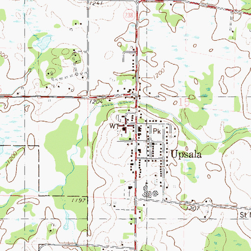 Topographic Map of Upsala Fire Department, MN