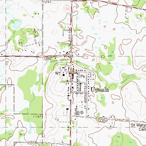 Topographic Map of Upsala City Hall, MN