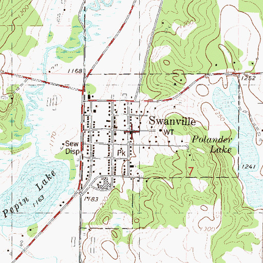Topographic Map of Swanville Bible Church, MN