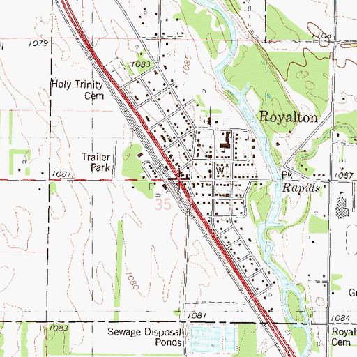 Topographic Map of Royalton Public Library, MN