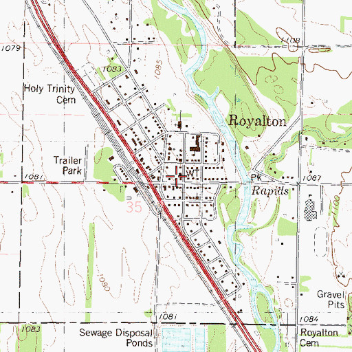 Topographic Map of Royalton Fire and Rescue Department, MN