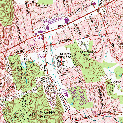 Topographic Map of Eastern High School, CT