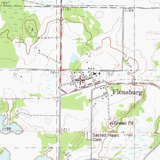 Topographic Map of Flensburg Post Office, MN