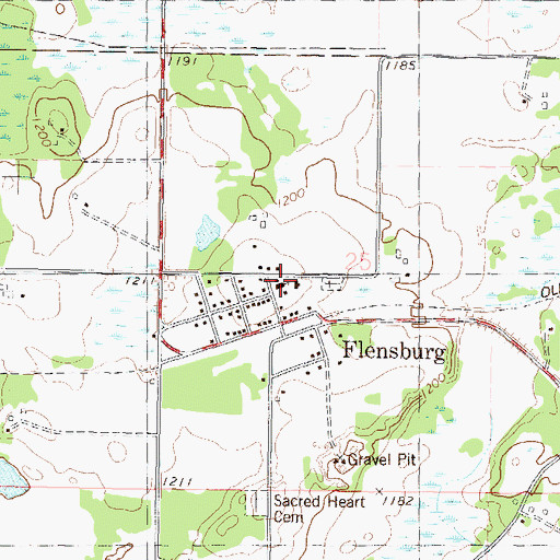 Topographic Map of Sacred Heart Parish, MN